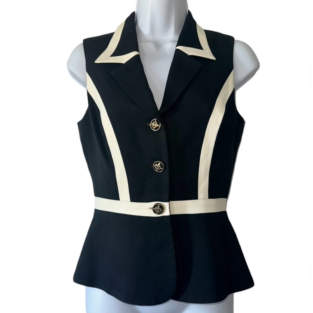 Sooo Crazy by RINA ROSSI Black & White Fitted Business Vintage Vest- Size 2